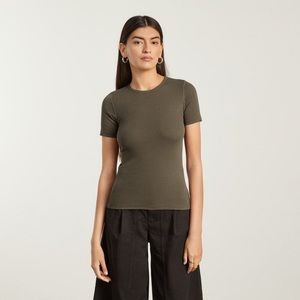 EVERLANE Pima Micro-Rib Crew Tee Size XS Colour Beech